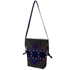 Line Square Pattern Violet Blue Yellow Design Folding Shoulder Bag by Ravend