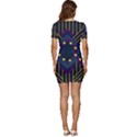 Line Square Pattern Violet Blue Yellow Design Low Cut Cap Sleeve Mini Dress View4