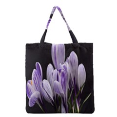 Crocus Flowers Purple Flowers Spring Nature Grocery Tote Bag by Ravend