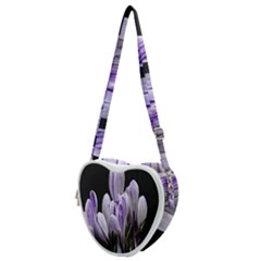 Crocus Flowers Purple Flowers Spring Nature Heart Shoulder Bag by Ravend