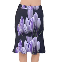 Crocus Flowers Purple Flowers Spring Nature Short Mermaid Skirt by Ravend