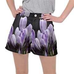 Crocus Flowers Purple Flowers Spring Nature Ripstop Shorts by Ravend