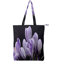 Crocus Flowers Purple Flowers Spring Nature Double Zip Up Tote Bag by Ravend