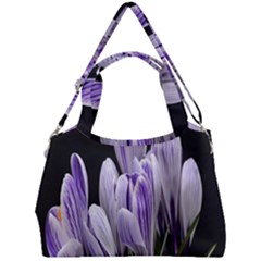 Crocus Flowers Purple Flowers Spring Nature Double Compartment Shoulder Bag by Ravend