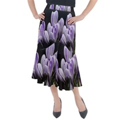 Crocus Flowers Purple Flowers Spring Nature Midi Mermaid Skirt by Ravend