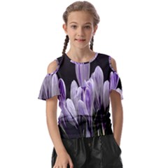 Crocus Flowers Purple Flowers Spring Nature Kids  Butterfly Cutout Tee by Ravend