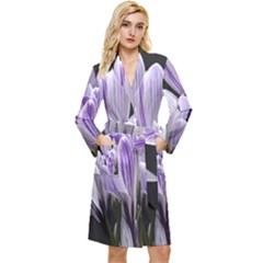 Crocus Flowers Purple Flowers Spring Nature Long Sleeve Velvet Robe by Ravend