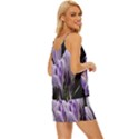 Crocus Flowers Purple Flowers Spring Nature V-Neck Satin Pajamas Set View3