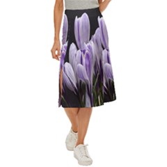 Crocus Flowers Purple Flowers Spring Nature Midi Panel Skirt by Ravend