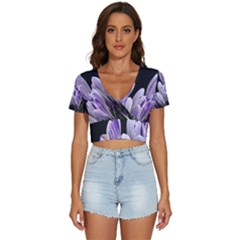 Crocus Flowers Purple Flowers Spring Nature V-neck Crop Top