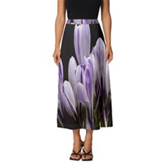 Crocus Flowers Purple Flowers Spring Nature Classic Midi Chiffon Skirt