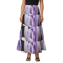 Crocus Flowers Purple Flowers Spring Nature Tiered Ruffle Maxi Skirt