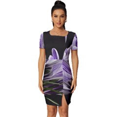 Crocus Flowers Purple Flowers Spring Nature Fitted Knot Split End Bodycon Dress