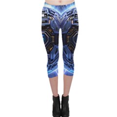 Ai Generated Digital Technology Computer Internet Capri Leggings  by Ravend