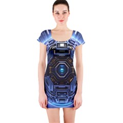 Ai Generated Digital Technology Computer Internet Short Sleeve Bodycon Dress by Ravend