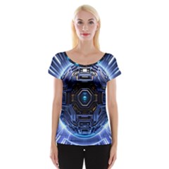 Ai Generated Digital Technology Computer Internet Cap Sleeve Top by Ravend