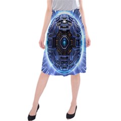 Ai Generated Digital Technology Computer Internet Midi Beach Skirt by Ravend