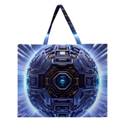 Ai Generated Digital Technology Computer Internet Zipper Large Tote Bag by Ravend