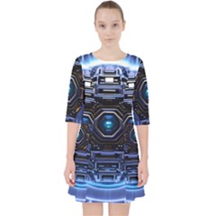 Ai Generated Digital Technology Computer Internet Quarter Sleeve Pocket Dress by Ravend