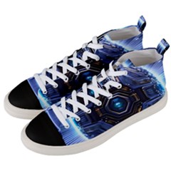 Ai Generated Digital Technology Computer Internet Men s Mid-top Canvas Sneakers by Ravend