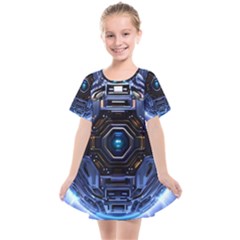 Ai Generated Digital Technology Computer Internet Kids  Smock Dress by Ravend