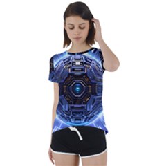 Ai Generated Digital Technology Computer Internet Short Sleeve Open Back Tee by Ravend