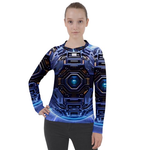 Ai Generated Digital Technology Computer Internet Women s Pique Long Sleeve Tee by Ravend