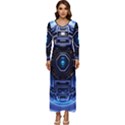 Ai Generated Digital Technology Computer Internet Long Sleeve Longline Maxi Dress View1