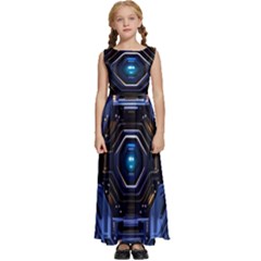 Ai Generated Digital Technology Computer Internet Kids  Satin Sleeveless Maxi Dress by Ravend