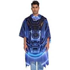 Ai Generated Digital Technology Computer Internet Men s Hooded Rain Ponchos by Ravend