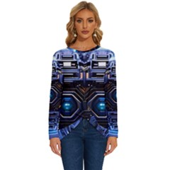 Ai Generated Digital Technology Computer Internet Long Sleeve Crew Neck Pullover Top by Ravend