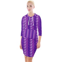 Purple Textile Vibrant Decor 3d Quarter Sleeve Hood Bodycon Dress by Ravend