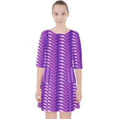 Purple Textile Vibrant Decor 3d Quarter Sleeve Pocket Dress by Ravend