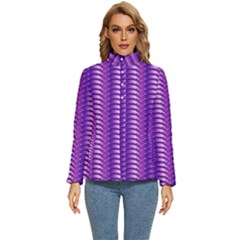 Purple Textile Vibrant Decor 3d Women s Puffer Bubble Jacket Coat by Ravend