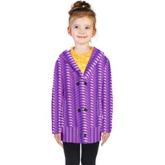 Purple Textile Vibrant Decor 3d Kids  Double Breasted Button Coat