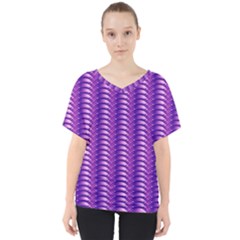 Purple Textile Vibrant Decor 3d V-neck Dolman Drape Top by Ravend