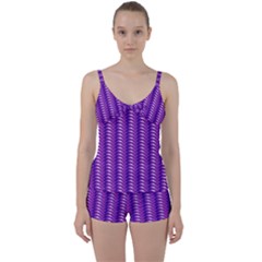 Purple Textile Vibrant Decor 3d Tie Front Two Piece Tankini by Ravend