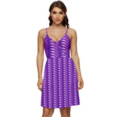 Purple Textile Vibrant Decor 3d V-neck Pocket Summer Dress  by Ravend