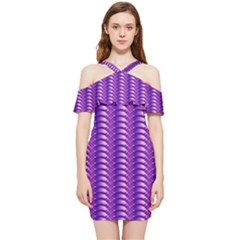 Purple Textile Vibrant Decor 3d Shoulder Frill Bodycon Summer Dress by Ravend