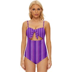 Purple Textile Vibrant Decor 3d Knot Front One-piece Swimsuit by Ravend