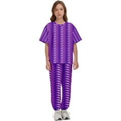 Purple Textile Vibrant Decor 3d Kids  Tee And Pants Sports Set