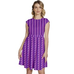 Purple Textile Vibrant Decor 3d Cap Sleeve High Waist Dress by Ravend