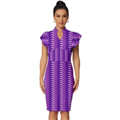 Purple Textile Vibrant Decor 3d Vintage Frill Sleeve V-neck Bodycon Dress by Ravend