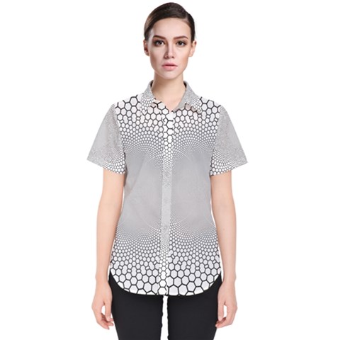 Hexagon Honeycombs Pattern Structure Abstract Women s Short Sleeve Shirt by Ravend