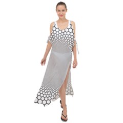 Hexagon Honeycombs Pattern Structure Abstract Maxi Chiffon Cover Up Dress by Ravend