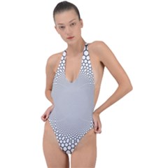 Hexagon Honeycombs Pattern Structure Abstract Backless Halter One Piece Swimsuit by Ravend