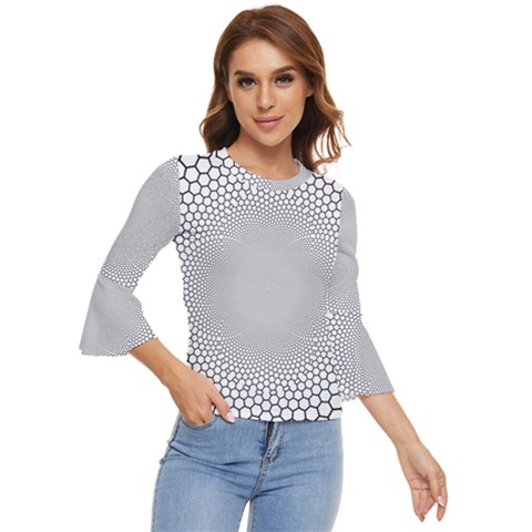 Hexagon Honeycombs Pattern Structure Abstract Bell Sleeve Top by Ravend