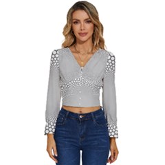 Hexagon Honeycombs Pattern Structure Abstract Long Sleeve V-neck Top