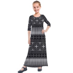 Abstract Art Artistic Backdrop Black Brush Card Kids  Quarter Sleeve Maxi Dress by Ravend