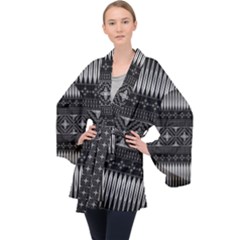 Abstract Art Artistic Backdrop Black Brush Card Long Sleeve Velvet Kimono  by Ravend